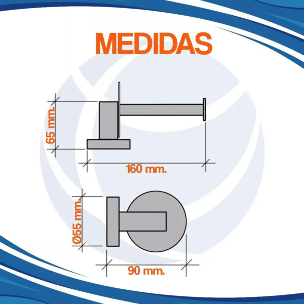 Porta Rollo Vertical Con Base 160x65 Mm Cromo Metálico Baño - Imagen 5