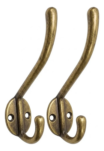 Percha Perchero Doble Zamak Gancho Pared Construccion Bronce Viejo